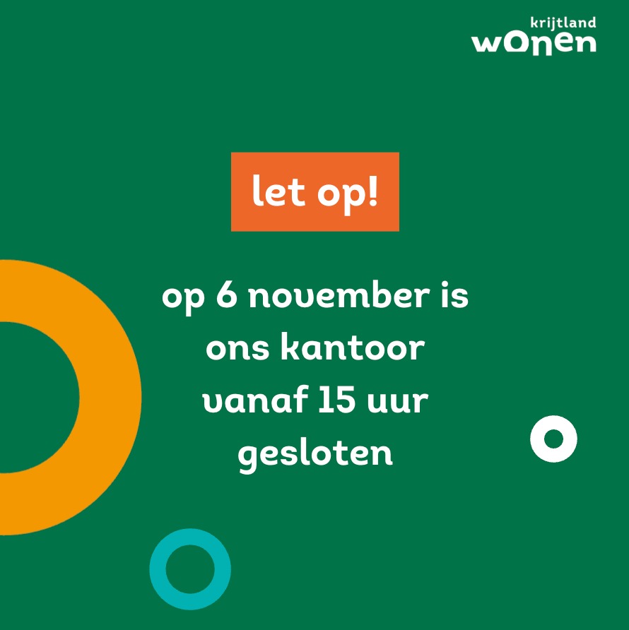 Gesloten op 6 november vanaf 15 uur