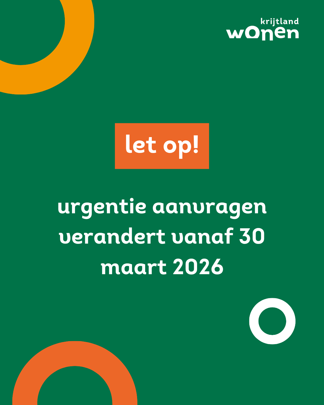 Let op! urgentie aanvragen verandert vanaf 30 maart 2026